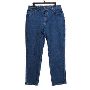 Denim Riders Straight Leg Jeans Womens 16 Petite Dark Wash High Rise Stretch